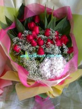 ALove284 (Red roses, baby and hydrangea)