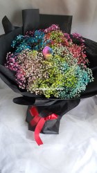 AHB9363 - Preserved roses and colorful baby breath