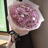 AHB9628 - Pink baby breath & cotton flowers