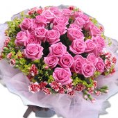 AHM538 -Pink roses & carnation spray