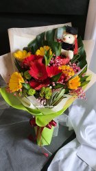 AHB9443 - Gerberas & soft toy