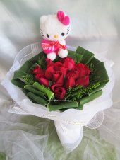 AHB9918 - Red roses & kitty